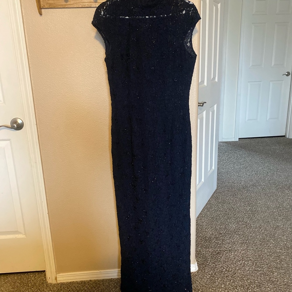 Carmen Marc Valvo Midnight Lace Maxi Dress